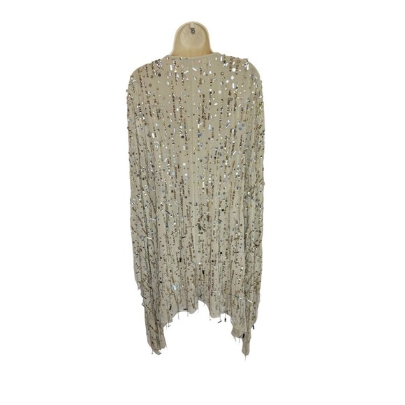 NEW Mac Duggal 94044 Gold Sequin Beaded Kimono Sleeve Wrap Mini Dress - Size M - Picture 9 of 10